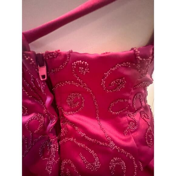 ROBERTA  90S PINK SATIN PRINCESS HEM FLOOR LENGTH CORSET BACK GOWN WOMENS  6 - Picture 9 of 12